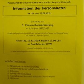 Personalversammlung der Pädagogen am 19.11.2019